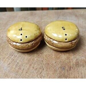 Vintage Kitchy Hamburger Salt And Pepper Shaker Set